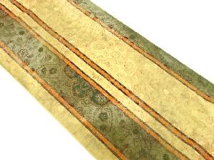 縞に花更紗模様織り出し袋帯